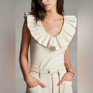 Maeve Tina Ruffled Tank in Ivory